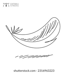 Feather. Symbol for pillows, blankets. hand drawn illustration. Editable stroke