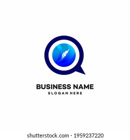 Feather talk logo creative modern technology design logo - vector.