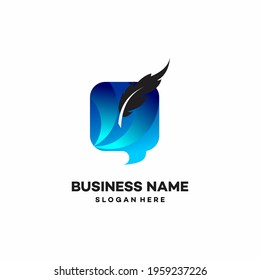 Feather talk logo creative modern technology design logo - vector.