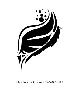 Feather tattoo black illustration template vector.