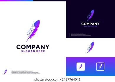 feather tech logo , protection system , logo design template.