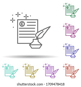 Feather text copywriting ink multi color icon. Simple thin line, outline vector of copywriting icons for ui and ux, website or mobile application