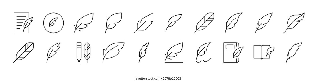 Feather Thin Icons Collection. Editable Stroke. Suitable for Web Sites, Books, Cards, Apps