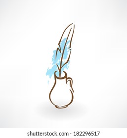 feather in the vase grunge icon