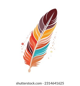 feather vector 2d flat color white background