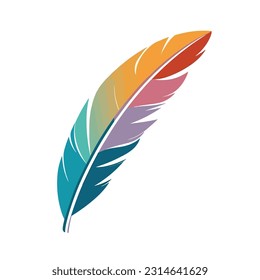 feather vector 2d flat color white background