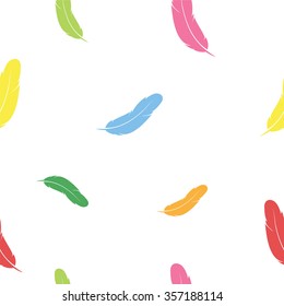 Feather vector art background design for fabric and decor. Seamless pattern