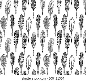 Feather vector art seamless pattern ready for print