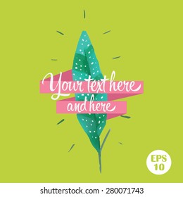 Feather vector background. Feather with a pink ribbon around for your design.