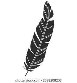 Feather vector in a flat style isolated on transparent background. Feathers for pen detailed isolated vector elegant silhouette sketch bird plume