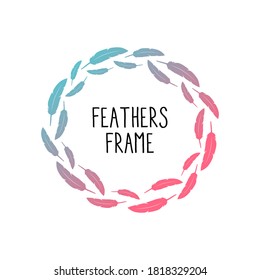 Feather Vector Frame Circle detailed ornamental