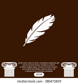 Feather vector icon. 