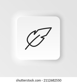 Feather vector icon. Element of design tool for mobile concept and web apps vector. Thin neumorphic style vector icon for website design
