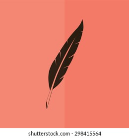 Feather vector icon. Flat design