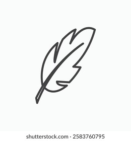 Feather vector icon isolated in black line