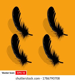 Feather vector icon isolated on yellow background