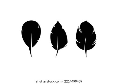 Feather vector icon logo collection. Silhouette feather pen symbol.