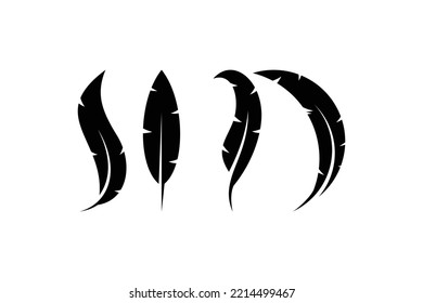 Colección del logotipo del icono del vector de plumas. Símbolo de pluma de pluma de plumas de silueta.