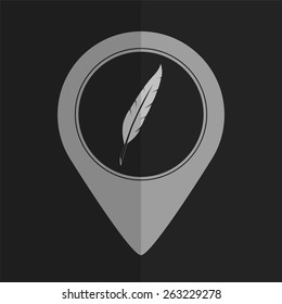 Feather vector icon - map pointer. Flat design