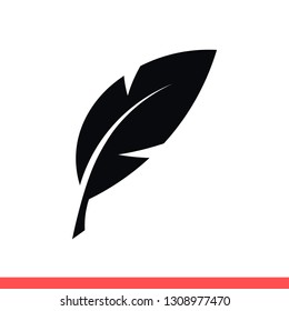 Feather vector icon, old pen symbol. Simple, flat design for web or mobile app