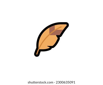 Feather vector icon on a white background. Feather emoji illustration. Isolated feather vector emoticon