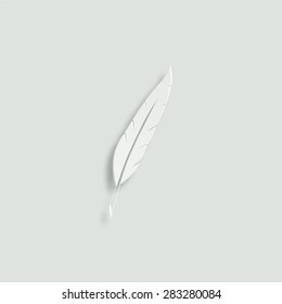 feather vector icon - paper illustration