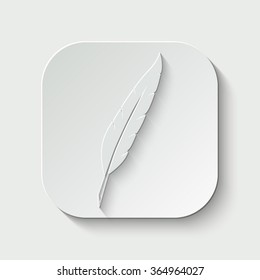 feather vector icon - paper illustration