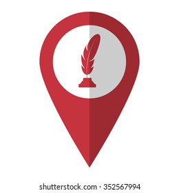 Feather - vector icon; red map  pointer