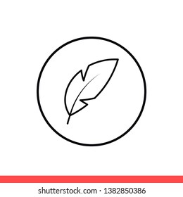 Feather vector icon, retro symbol. Simple, flat design for web or mobile app