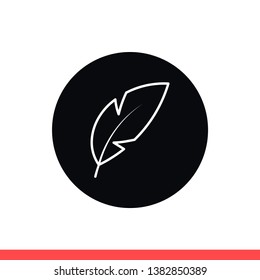 Feather vector icon, retro symbol. Simple, flat design for web or mobile app