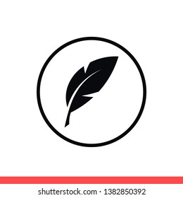 Feather vector icon, retro symbol. Simple, flat design for web or mobile app
