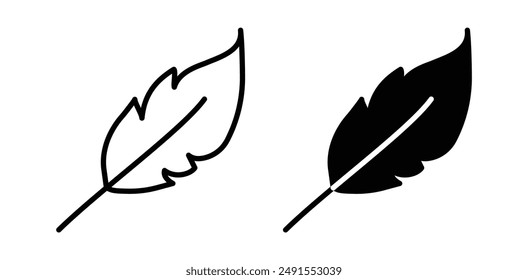 Feather vector icon set in black color.