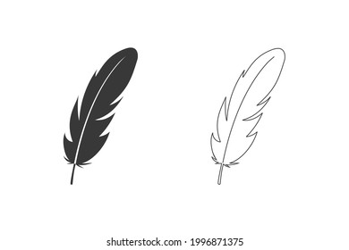 Feather vector icon set isolated on white background