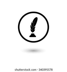 Feather - vector icon with shadow