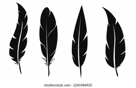 Feather vector icon template set. Stock vector illustration.