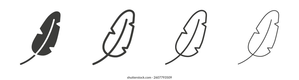 Feather vector icons in black and blue colors