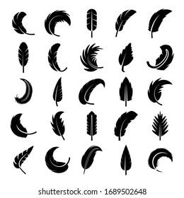 feather vector icons set on white background