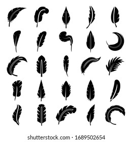 feather vector icons set on white background