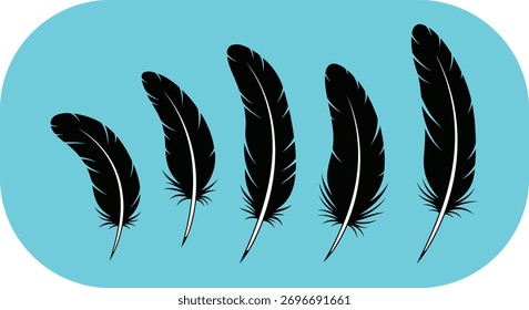Feather vector icons set on blue background