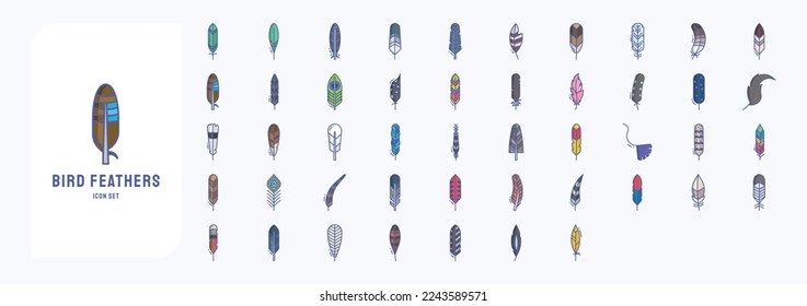 Iconos vectoriales de plumas. Conjunto de ilustraciones simple
