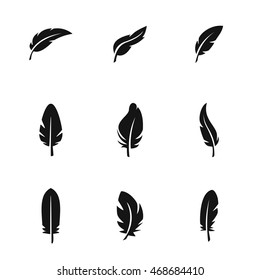 Feather vector icons. Simple illustration set of 9 Feather elements, editable icons, can be used in logo, UI and web design