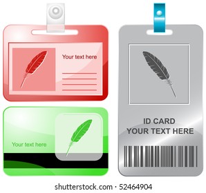 Feather. Vector id cards.