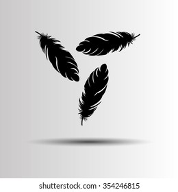 feather vector illustration art icon quill symbol