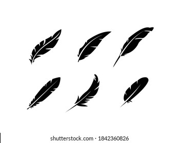 feather Vector illustration. feathers silhouette symbol. girl shape, emblem isolated on white background, Flat style for graphic, sketch bird plume logo. 