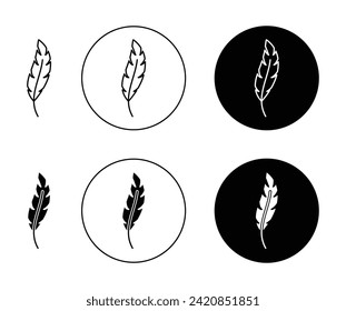 Feather Vector Illustration Set. Gentle Comfort Quill Sign in Suitable for Apps and Websites UI Design Style.