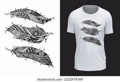 Feather Vector Illustration T-shirt Design