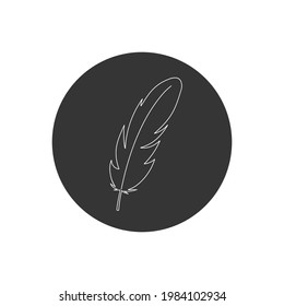 Feather vector line icon isolated on white background