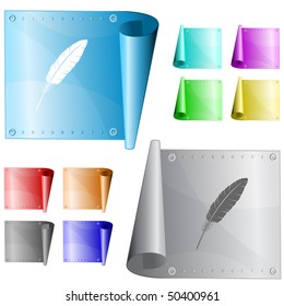 Feather. Vector metal surface.