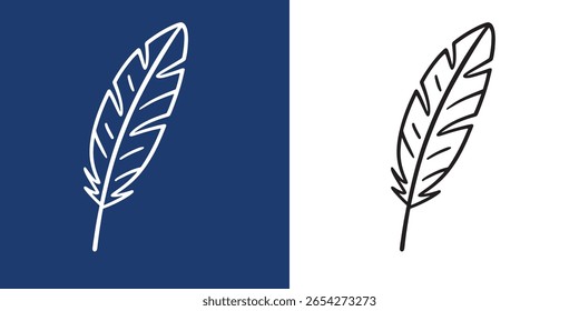 Vector de la pluma silueta Icono blanco y negro aislado