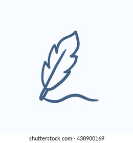 Feather vector sketch icon isolated on background. Hand drawn Feather icon. Feather sketch icon for infographic, website or app.